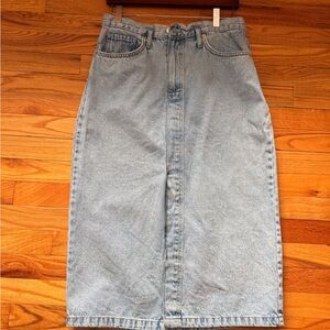 Mango Light Blue Denim Midi Skirt